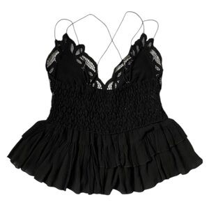 Free People Adella Black Lace Camisole Top